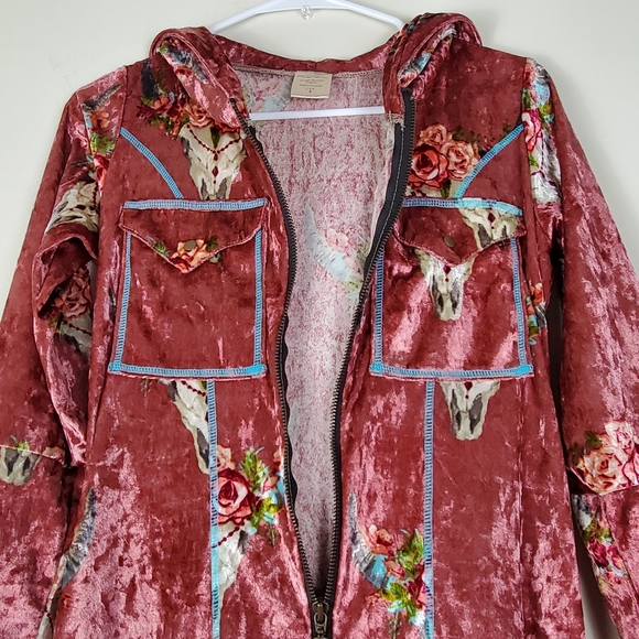 Autumn Teneyl Angel Pink Floral Jumpsuit Velour Sustainable Organic size Small - Picture 8 of 13